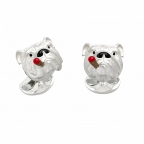 Deakin & Francis Cufflinks Sterling Silver Bulldog With Cigar