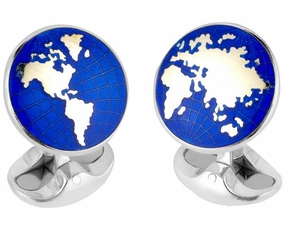 Deakin & Francis Cufflinks Sterling Silver Enamel World