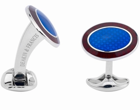 Deakin & Francis Cufflinks Sterling Silver Maroon Red Royal Blue Enamel
