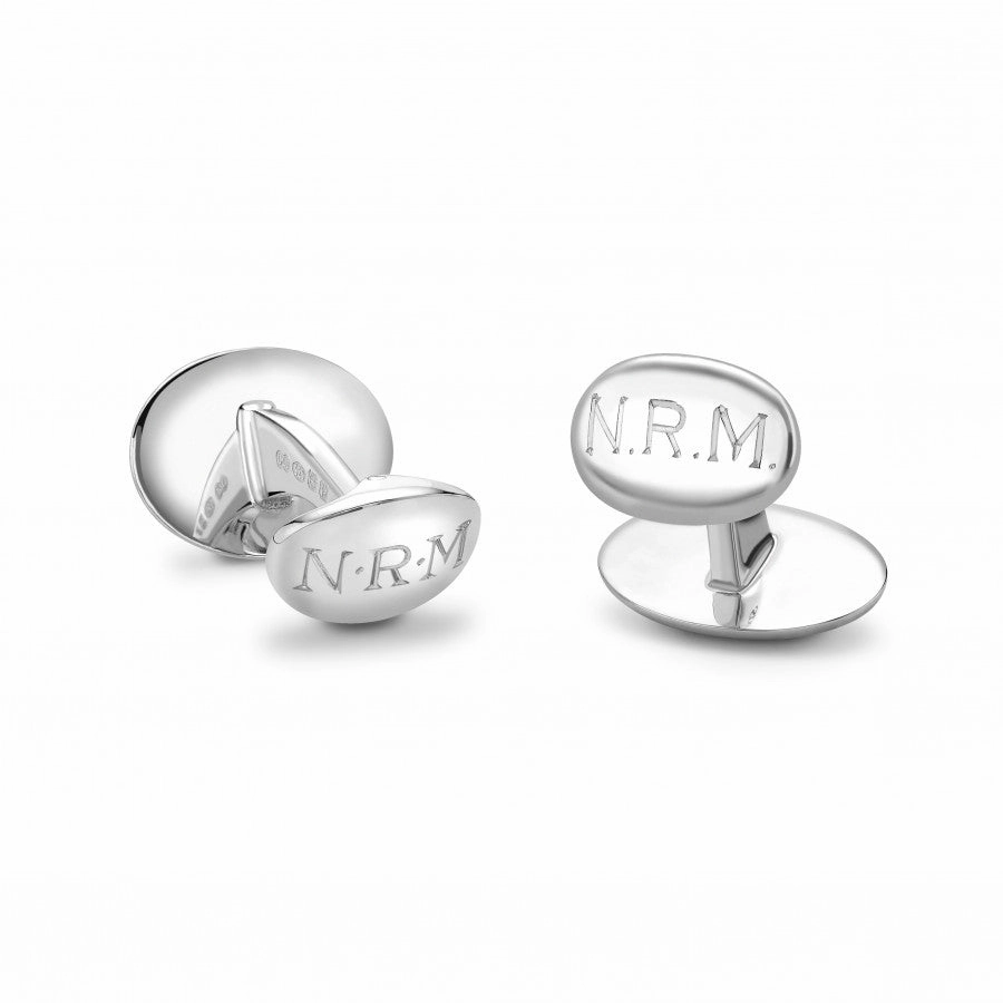 Deakin & Francis Cufflinks Sterling Silver Oval Grey Mother of Pearl