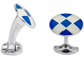 Deakin & Francis Cufflinks Sterling Silver Royal Blue Enamel