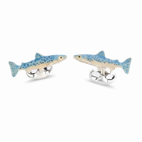 Deakin & Francis Cufflinks Sterling Silver Swimming Salmon