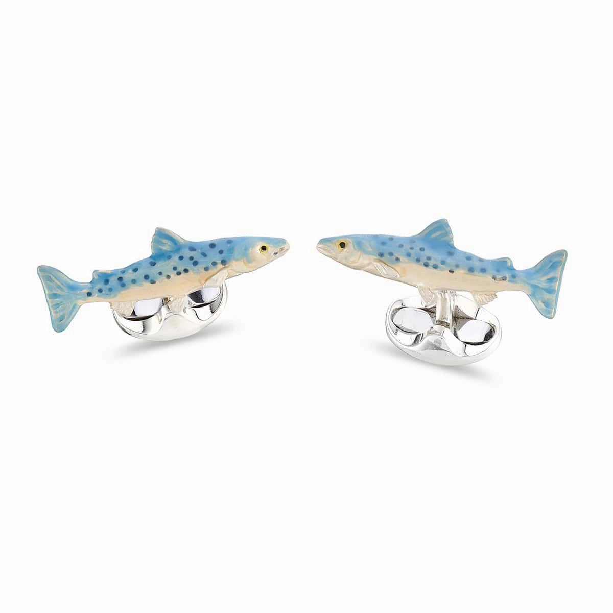 Deakin & Francis Cufflinks Sterling Silver Swimming Salmon