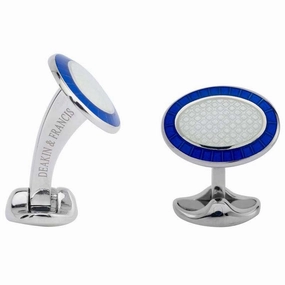 Deakin & Francis Cufflinks Sterling Sliver Royal Blue & Clear Oval