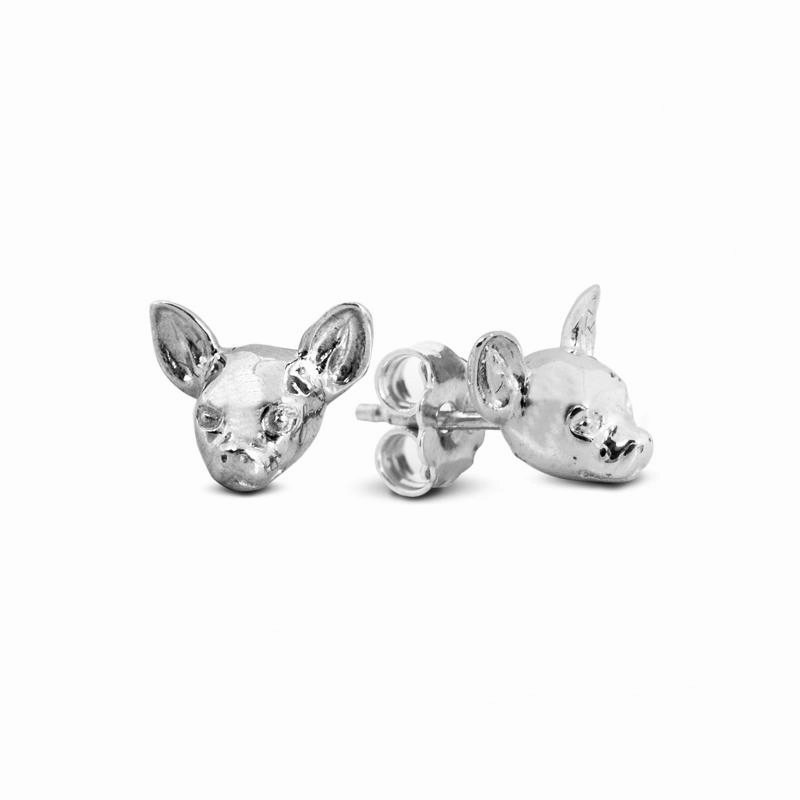 Dog Fever Sterling Silver Chihuahua Muzzle Earrings