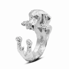 Dog Fever Sterling Silver Dachshund Teckel Hug Ring