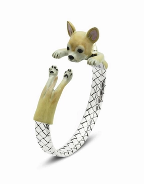 Dog Fever Sterling Silver Enamelled Chihuahua Hug Bracelet D