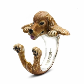 Dog Fever Sterling Silver Enamelled Cocker Spaniel Hug Ring D