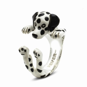 Dog Fever Sterling Silver Enamelled Dalmatian Hug Ring