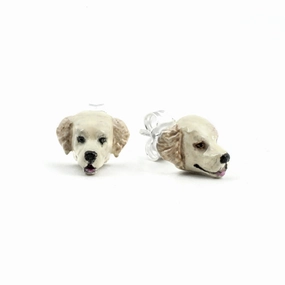 Dog Fever Sterling Silver Enamelled Golden Retriever Muzzle Earrings