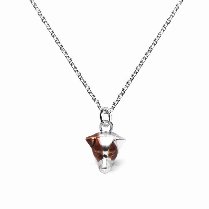 Dog Fever Sterling Silver Enamelled Jack Russell Terrier Muzzle Necklace D