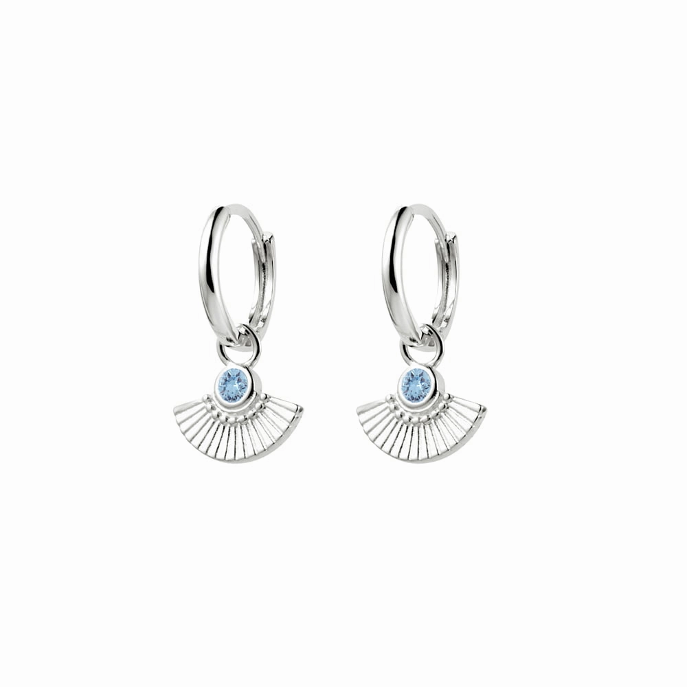 Earring -  Blue Fan Huggie