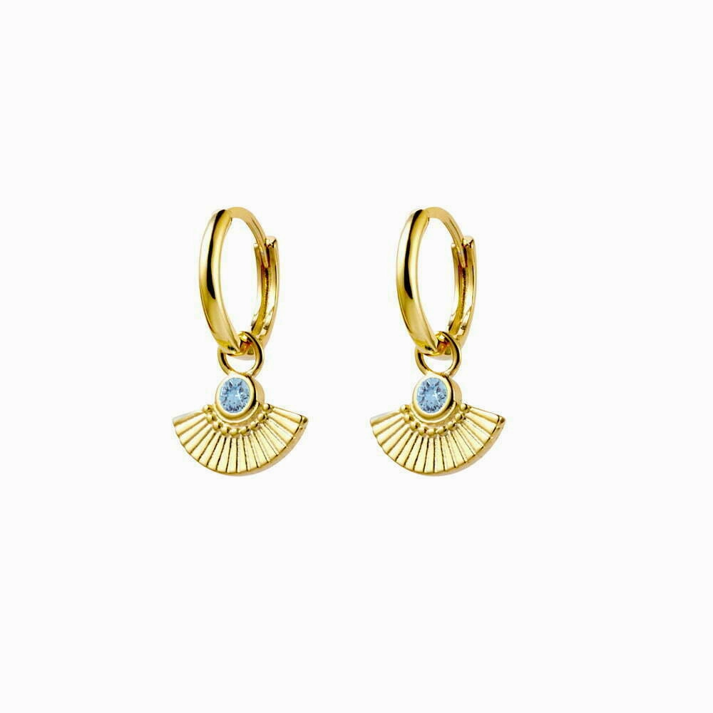 Earring -  Blue Fan Huggie