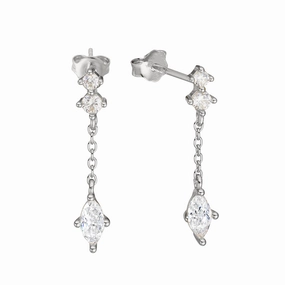 Earring - CZ Chain Drop Studs