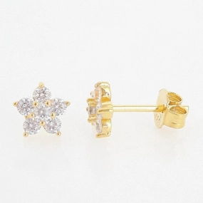 Earring - CZ Flower Stud Earrings - 3 colours available