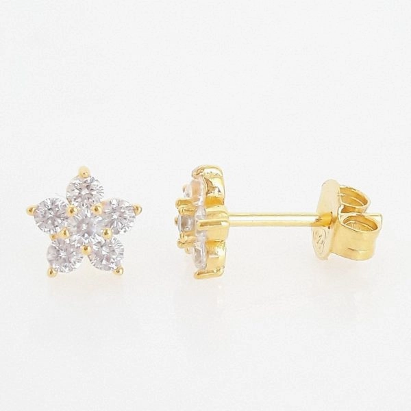 Earring - CZ Flower Stud Earrings - 3 colours available