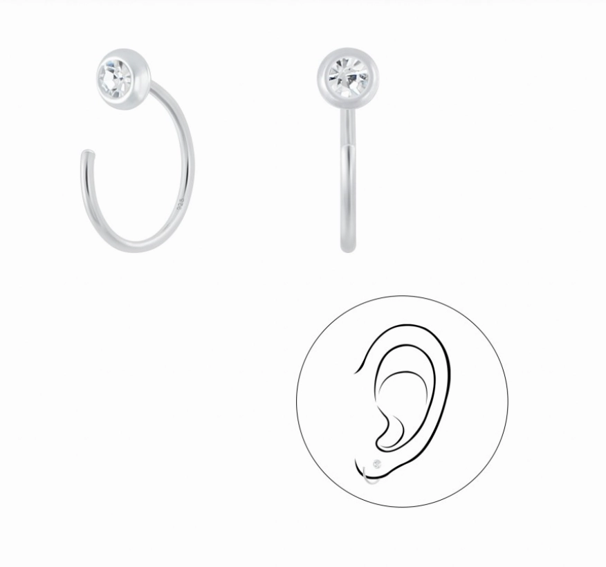 Earring - CZ twisted Bar Ear Huggers