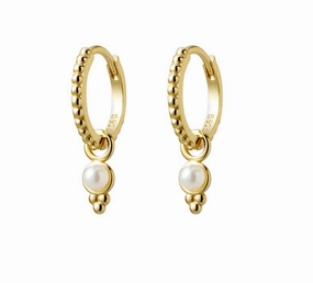 Earring -  Drop Pearl Huggie