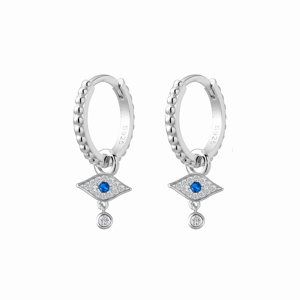 Earring -  Removable CZ Evil Eye Huggie