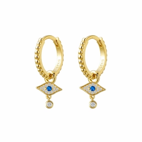 Earring -  Removable CZ Evil Eye Huggie