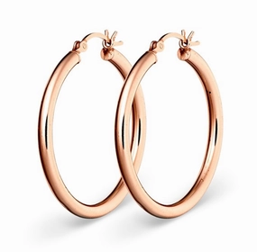 Earring - Rosegold Plain Hoop Earring - 2 Sizes