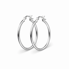 Earring - Round Plain Silver Hoops