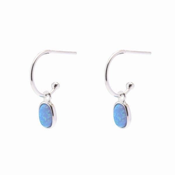 Earring - S/S Teardrop Opalite Hoop studs - 2 colours available