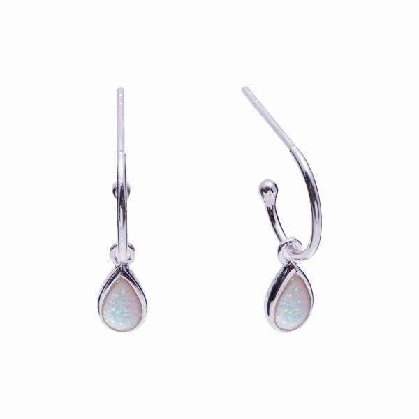 Earring - S/S Teardrop Opalite Hoop studs - 2 colours available