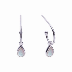 Earring - S/S Teardrop Opalite Hoop studs - 2 colours available