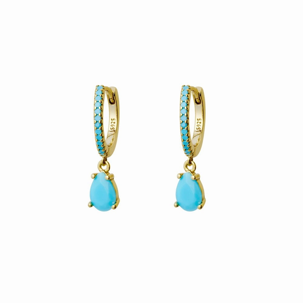 Earring - Turquoise Drop Huggie