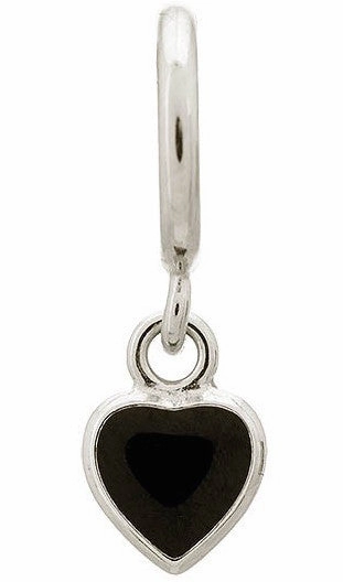 Endless Jewellery Charm Enamel Heart Drop Black Silver