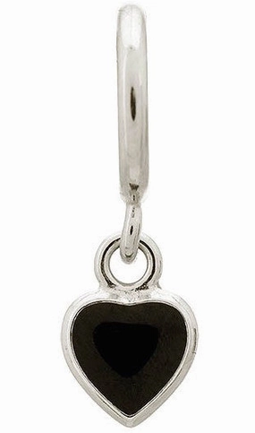 Endless Jewellery Charm Enamel Heart Drop Black Silver