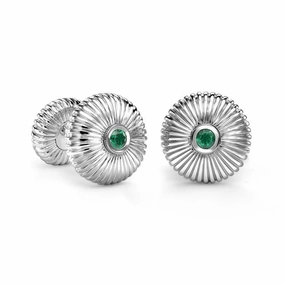 Faberge 18ct White Gold Emerald Fluted Cufflinks