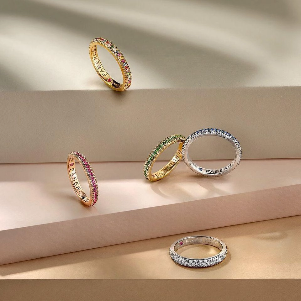 Faberge Colours of Love 18ct White Gold Diamond Fluted Band Ring