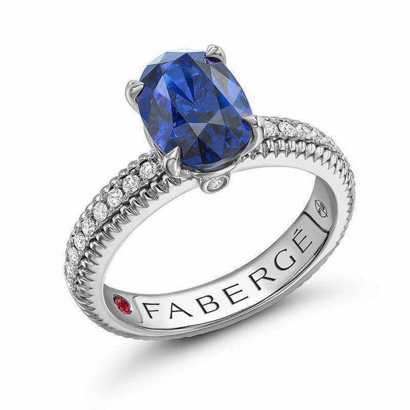 Faberge Colours of Love 18ct White Gold Sapphire Diamond Ring