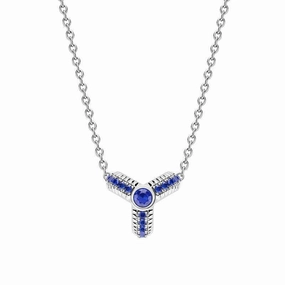 Faberge Colours of Love 18ct White Gold Sapphire Fluted Trio Necklace