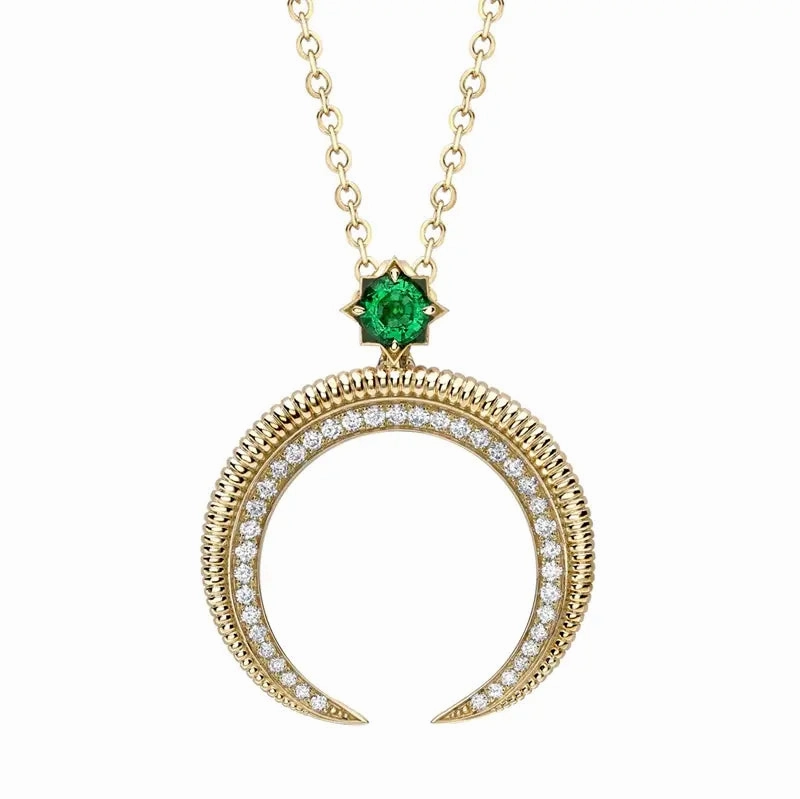 Faberge Colours of Love Hilal 18ct Gold Emerald Diamond Pendant