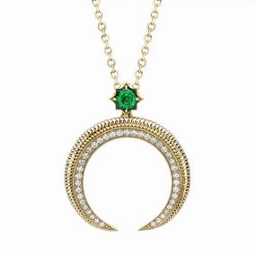 Faberge Colours of Love Hilal 18ct Gold Emerald Diamond Pendant