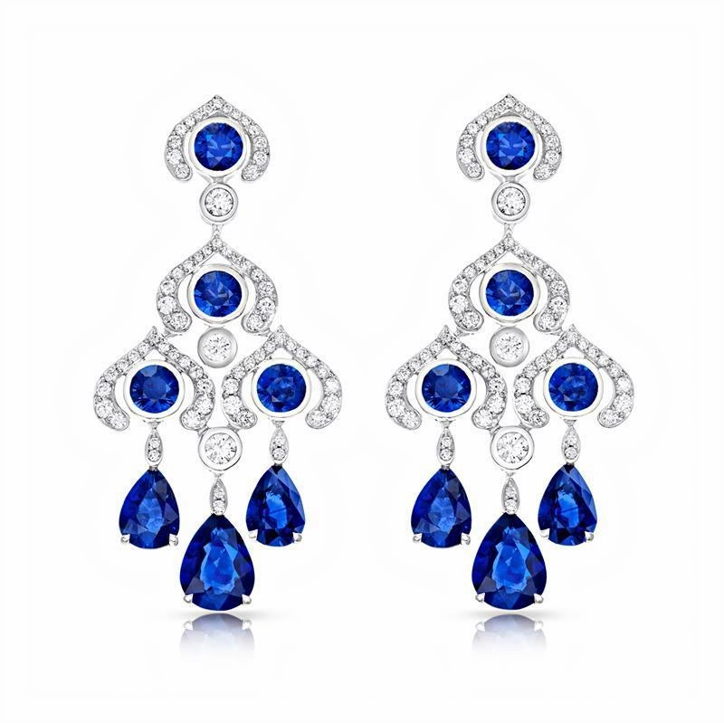 Faberge Colours of Love White Gold Sapphire Chandelier Earrings