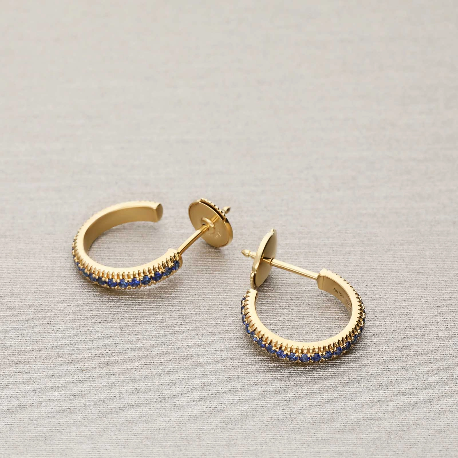 Faberge Colours of Love Yellow Gold Blue Sapphire Hoop Earrings