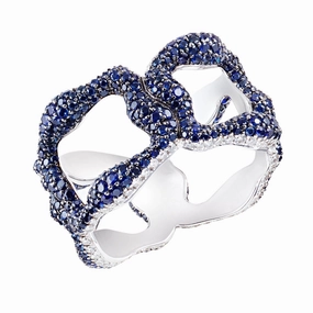 Faberge Emotion Gypsy 18ct White Gold Blue Sapphire Ring
