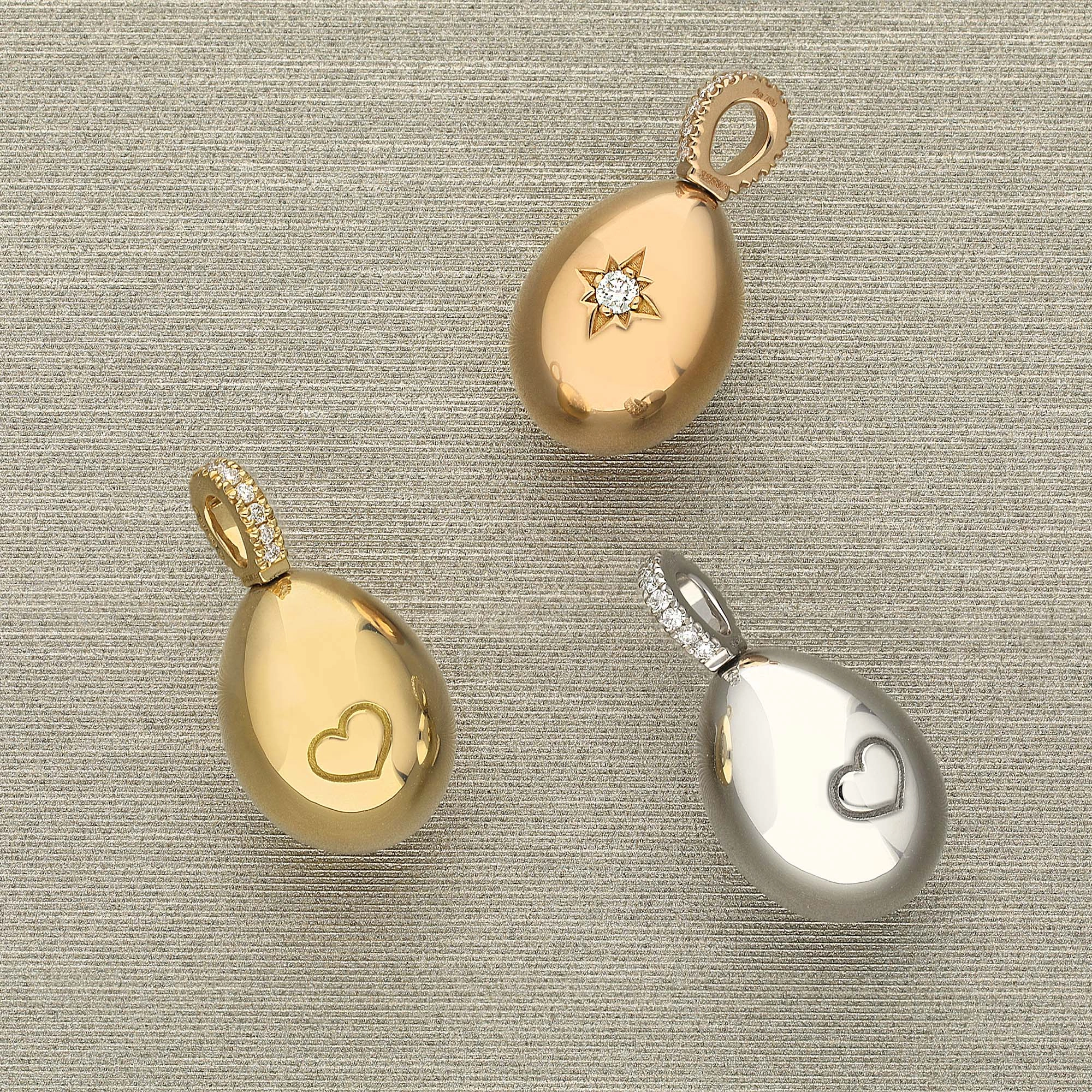 Faberge Essence 18ct Yellow Gold 0.08ct Diamond Heart Egg Charm Exclusive Edition
