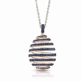 Faberge Essence Spiral 18ct White Gold Sapphire Pendant
