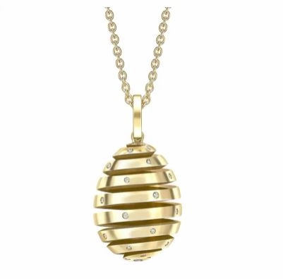 Faberge Essence Spiral 18ct Yellow Gold Diamond Pendant