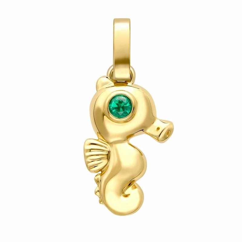 Faberge Essence Yellow Gold Emerald Seahorse Charm
