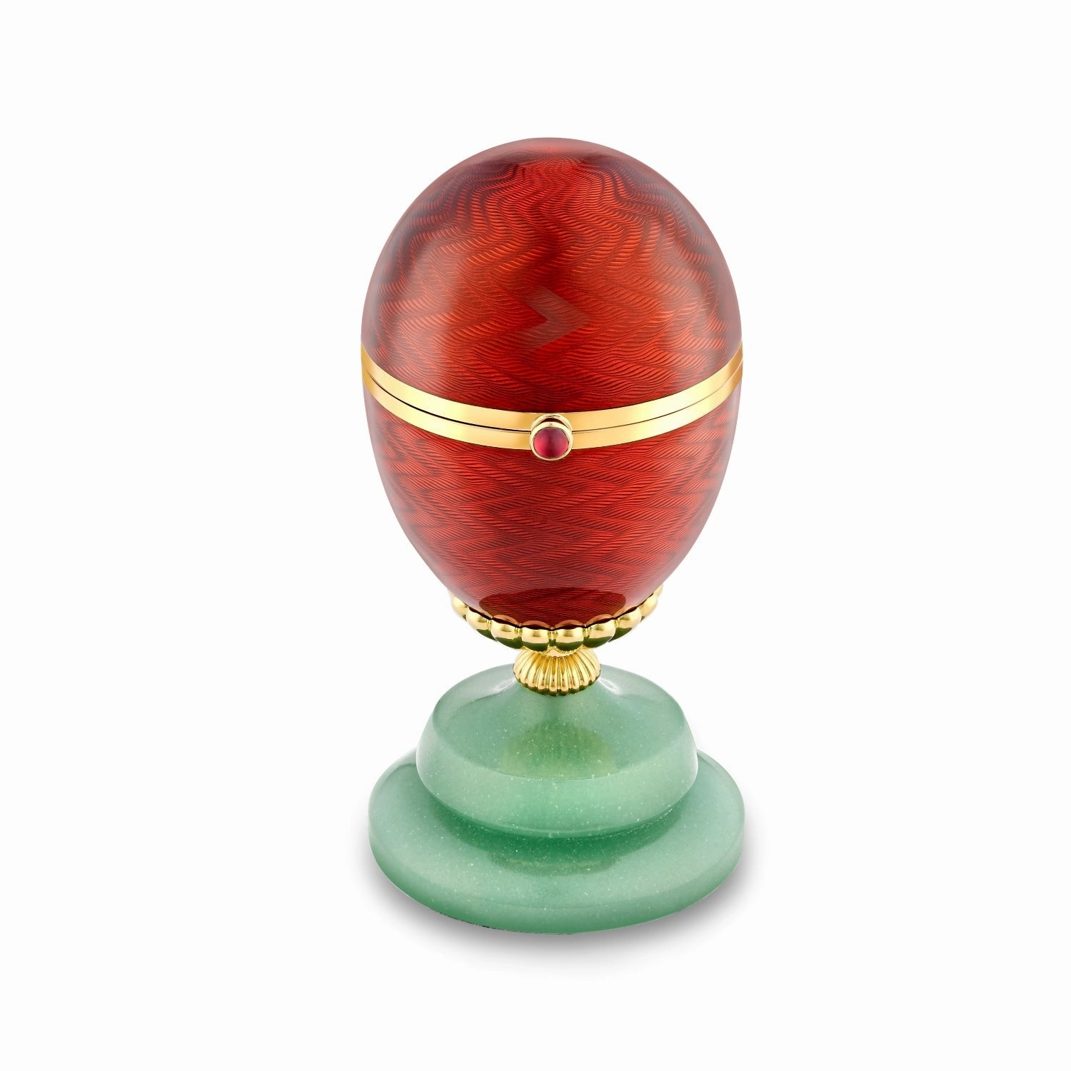 Faberge Heritage 18ct Yellow Gold Red Enamel Limited Edition Egg Objet with Strawberry Surprise