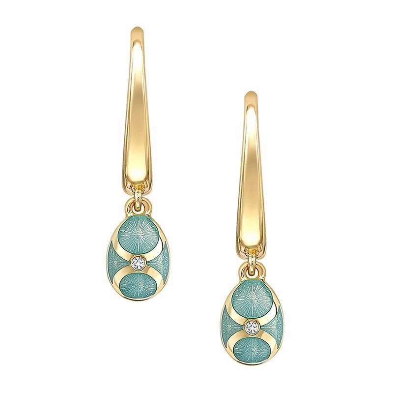 Faberge Palais Tsarskoye Selo 18ct Yellow Gold Turquoise Drop Earrings