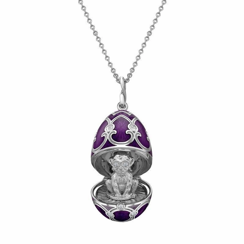 Faberge Palais Tsarskoye Selo Purple Locket with Monkey Surprise D