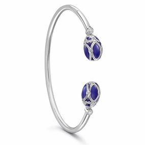 Faberge Palais Yelagin 18ct White Gold Royal Blue Open Set Bangle