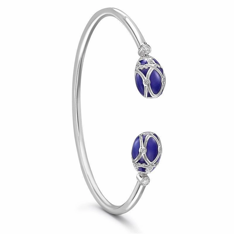 Faberge Palais Yelagin 18ct White Gold Royal Blue Open Set Bangle